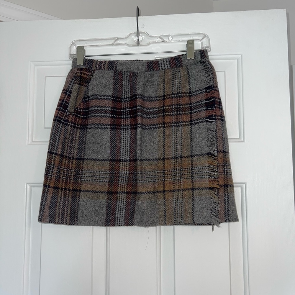 Vintage Plaid Gray and Brown Women's Skirt